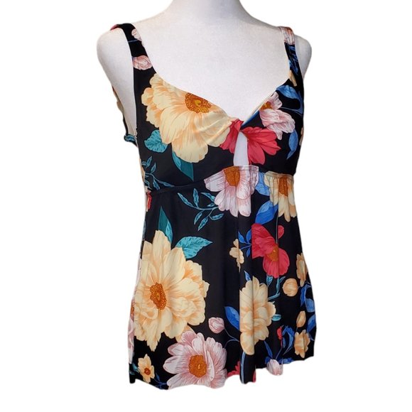 NWT Tankini Swim Top Size 12 Dreamsuit by Miracle Brands Black Pink Blue Multi - Picture 4 of 10